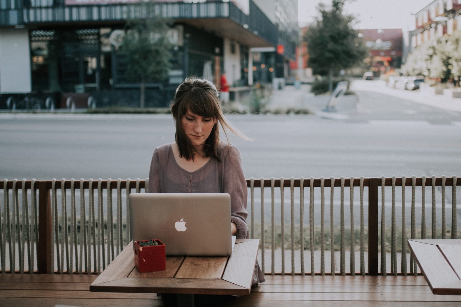 working from a cafe